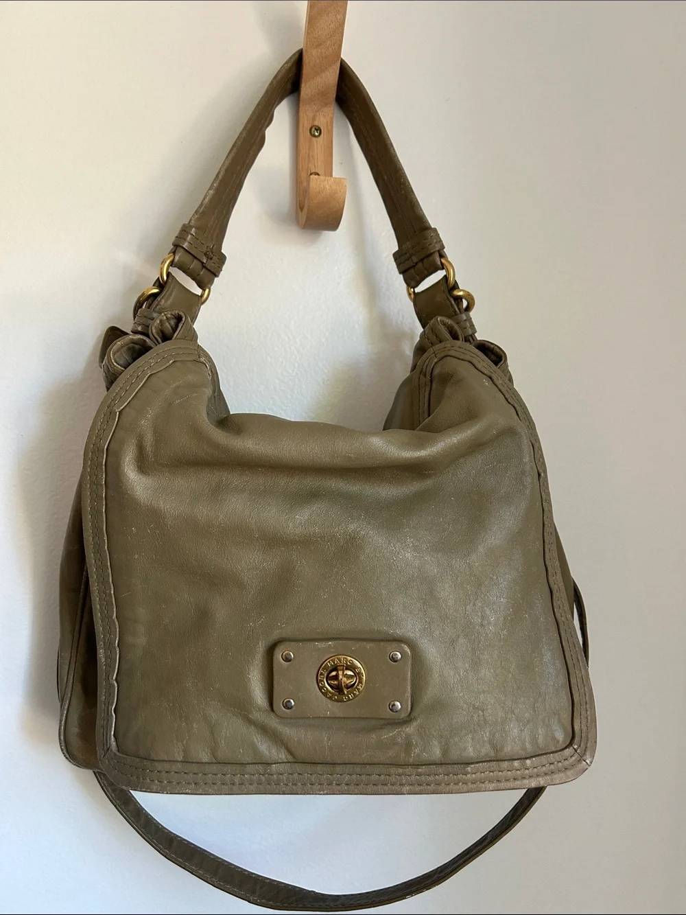 Marc by Marc Jacobs Leather Turnlock Crossbody Bag, Army Olive Green